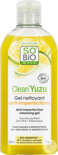 So'Bio Étic Clean'Yuzu Gel Nettoyant Anti-Imperfections Peaux Grasses Bio Flacon 200ml