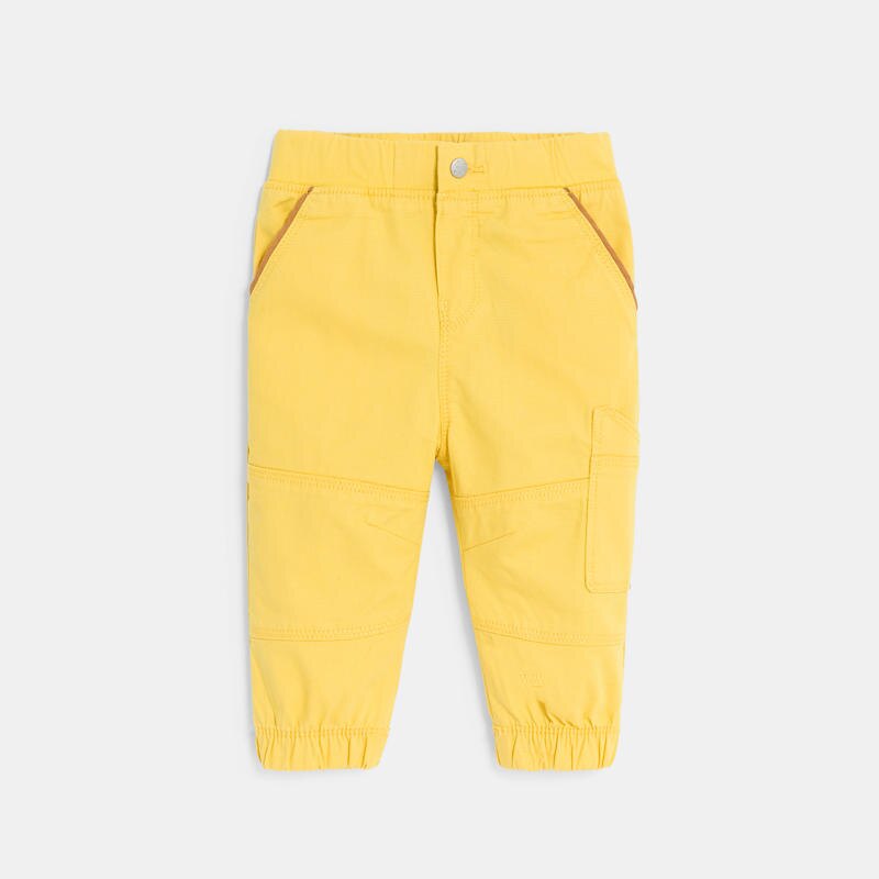 Pantalon coton fantaisie bas resserré jaune bébé garçon Jaune