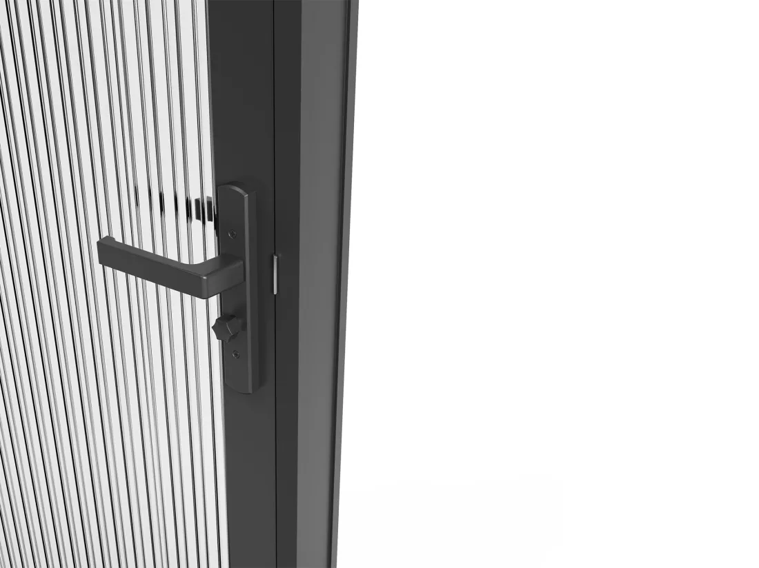 Bloc porte réversible en aluminium et verre trempé texturé - H204 x L93 cm - Noir - LOXTON