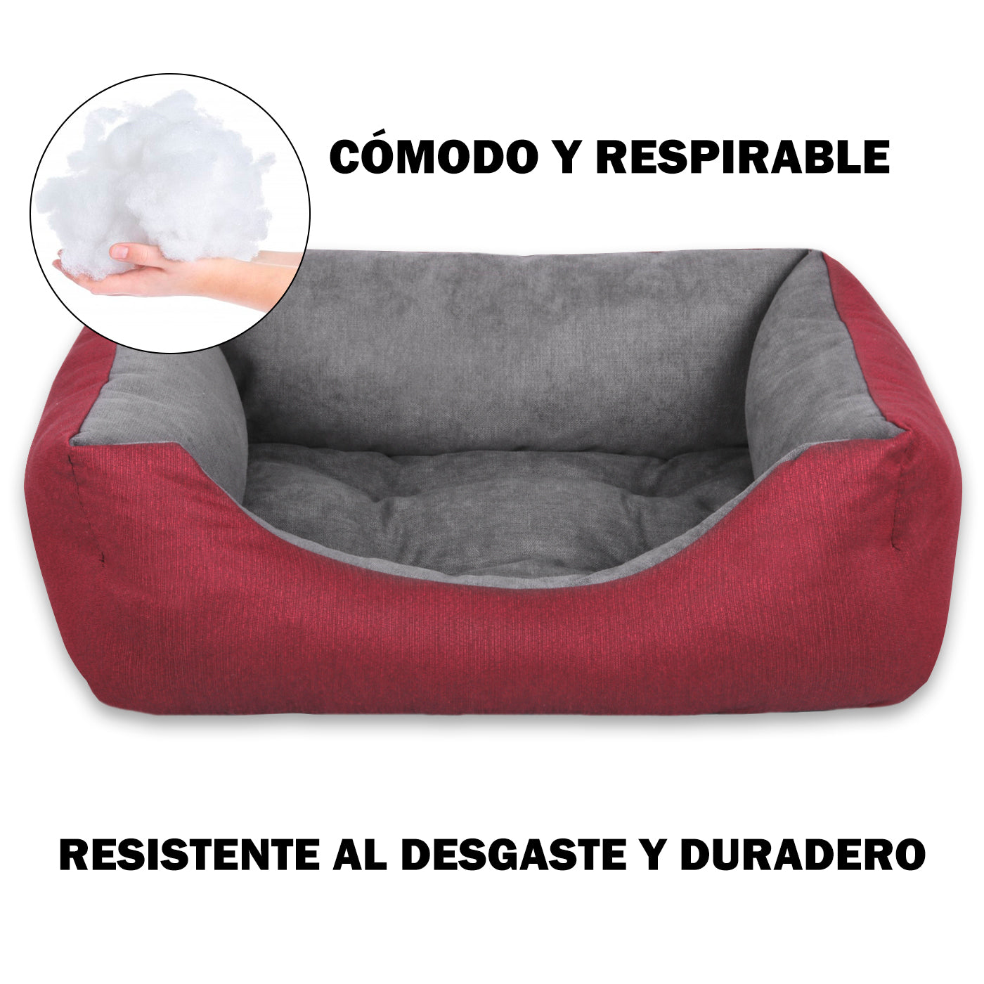 Cesta HOME MERCURY, cama confortável para cães, gatos e outros animais de estimação, com enchimento de fibra, resistente ao desgaste e durável (Grande, Bordô)