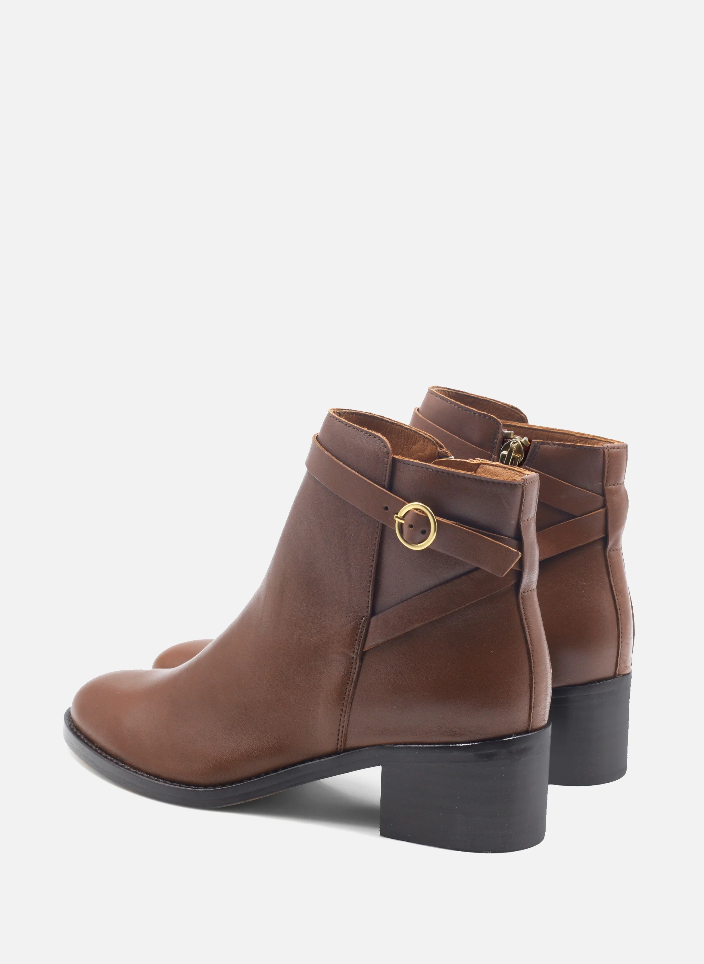 Bottines cavalières cuir lisse | Marron