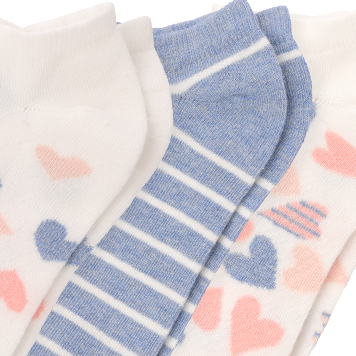 Gina Benotti 3 Paar Damen Sneaker-Socken im Set cremeweiss / blau