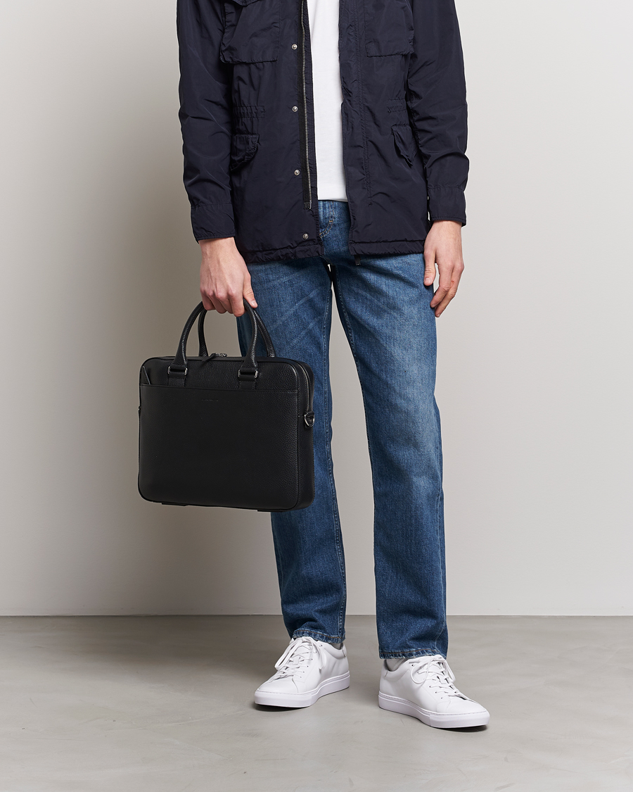 Tiger of Sweden Bosun Grained Leather Briefcase Black