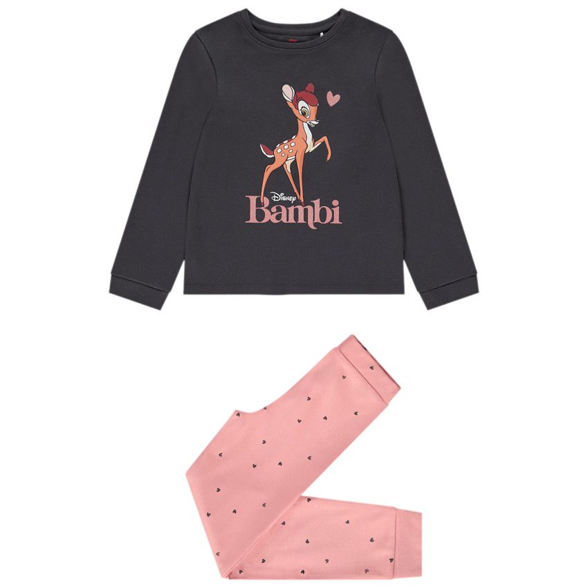 Pyjama 2 pièces en jersey print Bambi Disney pour fille - Gris foncé