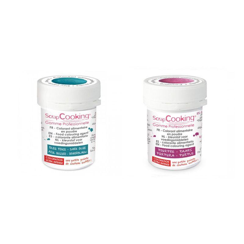 2 colorants alimentaires en poudre - pourpre-bleu foncé Scrapcooking