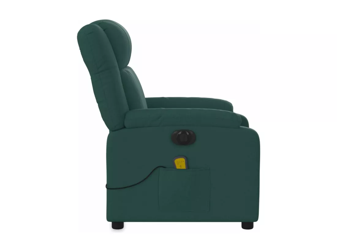 Fauteuil massant inclinable électrique Vert foncé Tissu