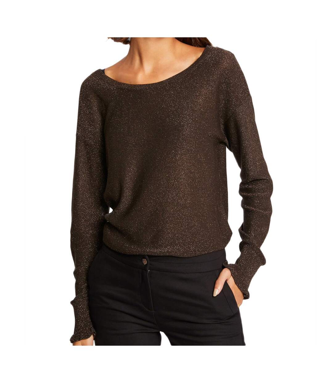 Pull Marron Brillant Femme Morgan Morika