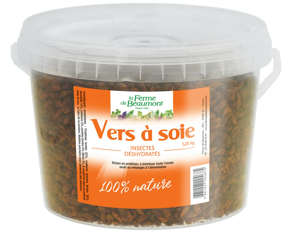 Vers à soie déshydratés 1,25 kg • friandise pour poules, volailles et reptiles