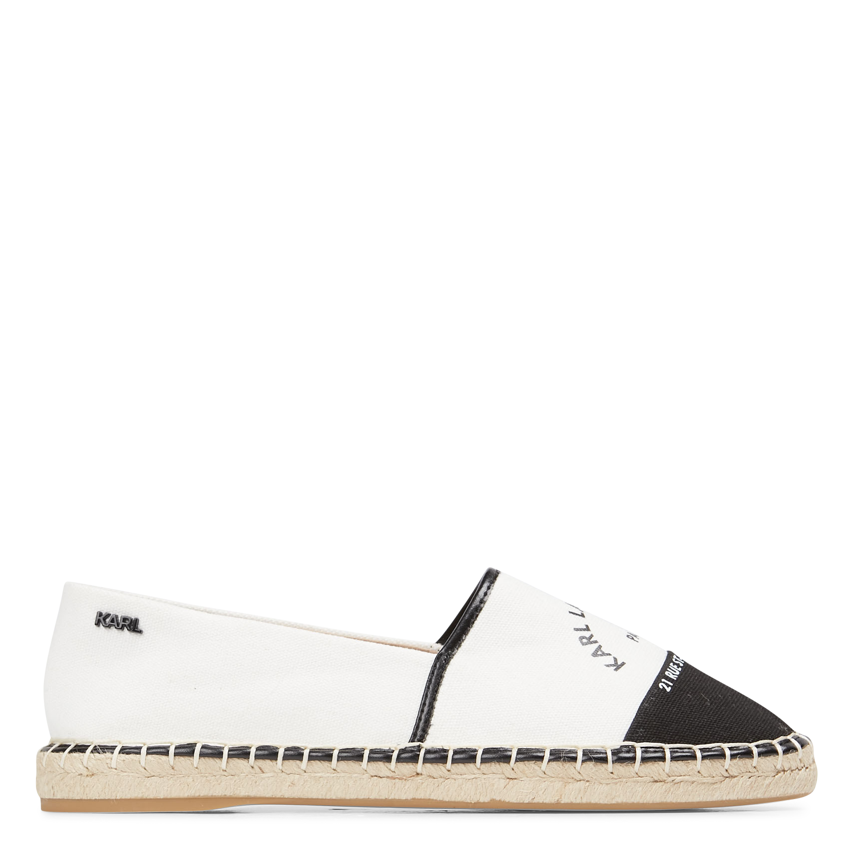KAMINI Maison Karl Slip On - Espadrilles en coton motif KARL | Blanc