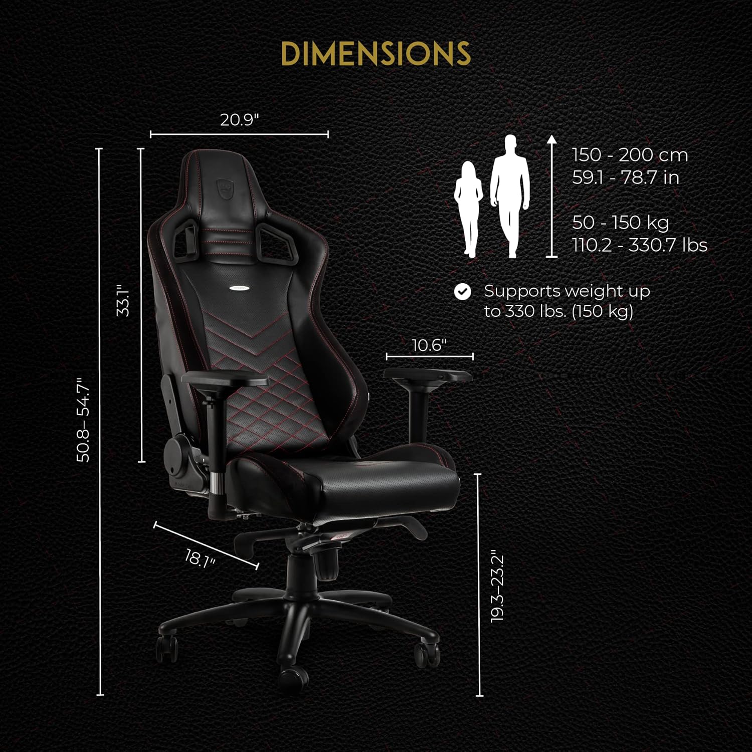 noblechairs Epic Gaming Stuhl - Bürostuhl - Schreibtischstuhl - PU-Kunstleder - Inklusive Kissen - Schwarz/Rot