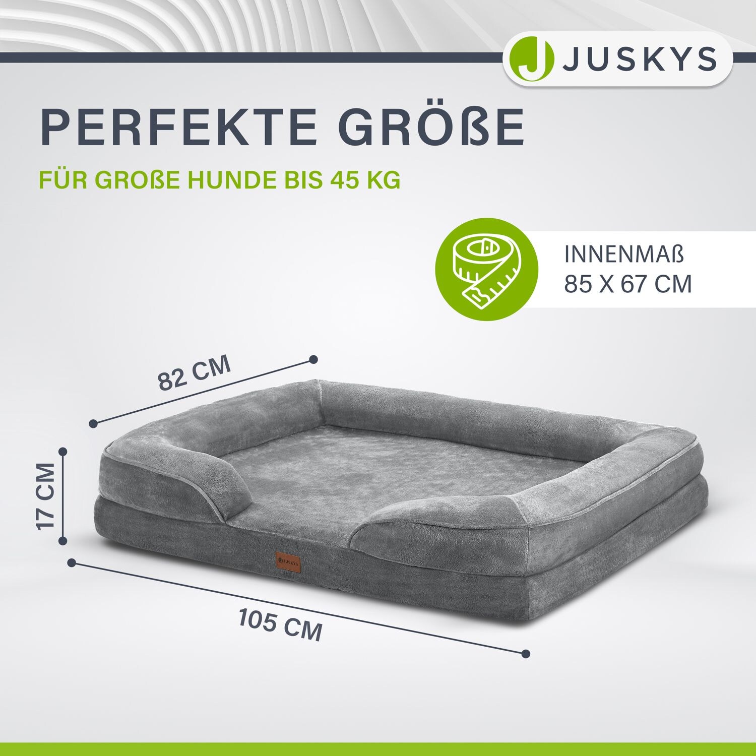 Juskys Hundebett Sheena XL - 105 x 82 cm - orthopädisch & flauschig - Bezug abnehmbar & waschbar