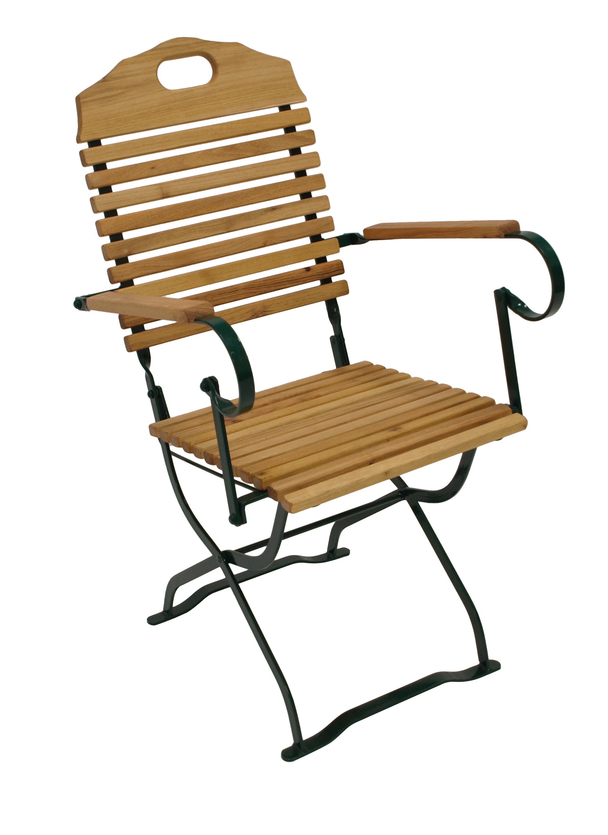 DEGAMO Kurgarten - Garnitur BAD TÖLZ 5-teilig (2x Stuhl, 2x Armlehnensessel, 1x Tisch 70x110cm), Flachstahl grün + Robinie, klappbar