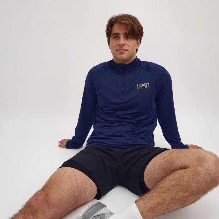 Lipati Herre Trøjer Moderate Half Zip Long Sleeve Blå
