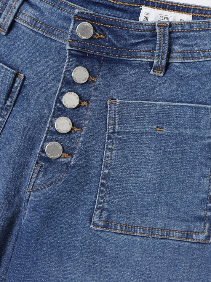Calções jeans com botões - Azul escuro