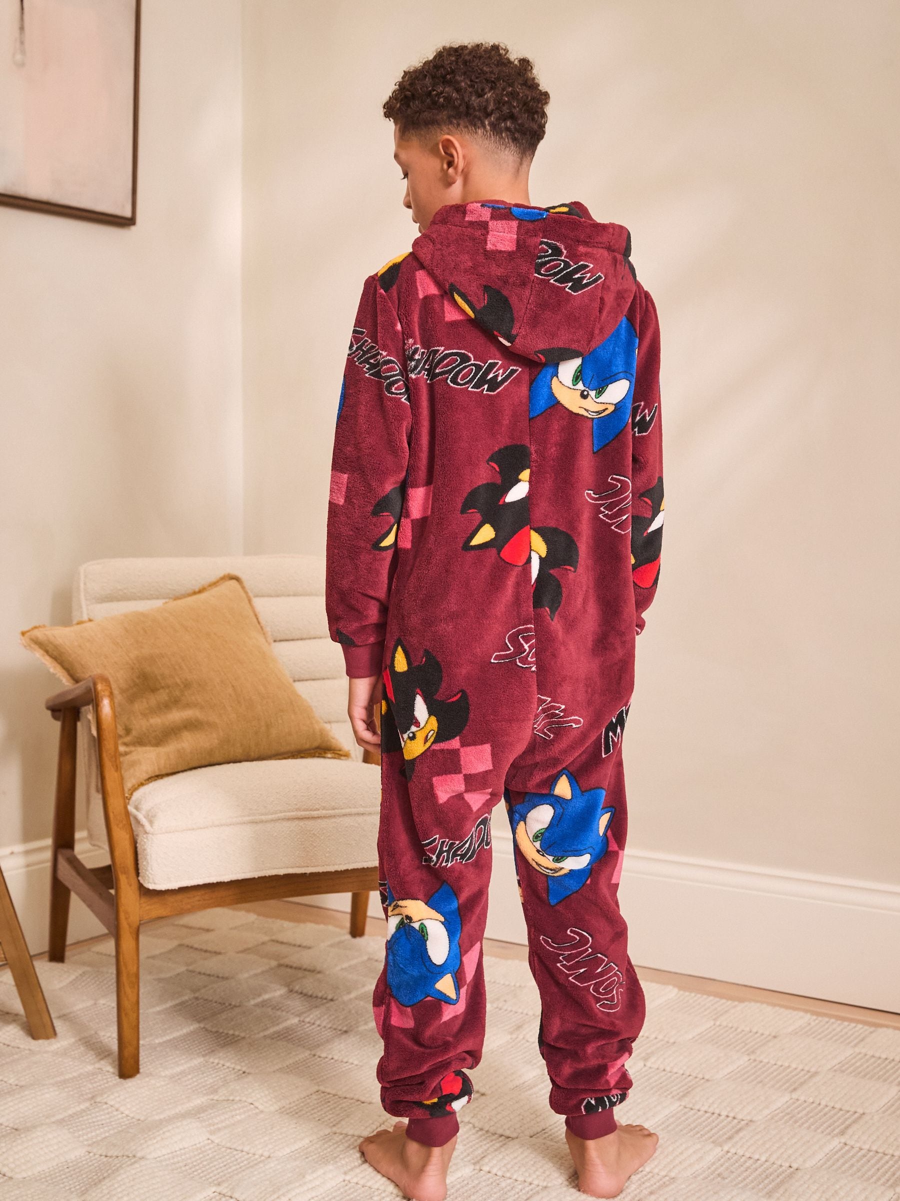 Dark Red Sonic - Fleece onesie met licentie (3-16jr)