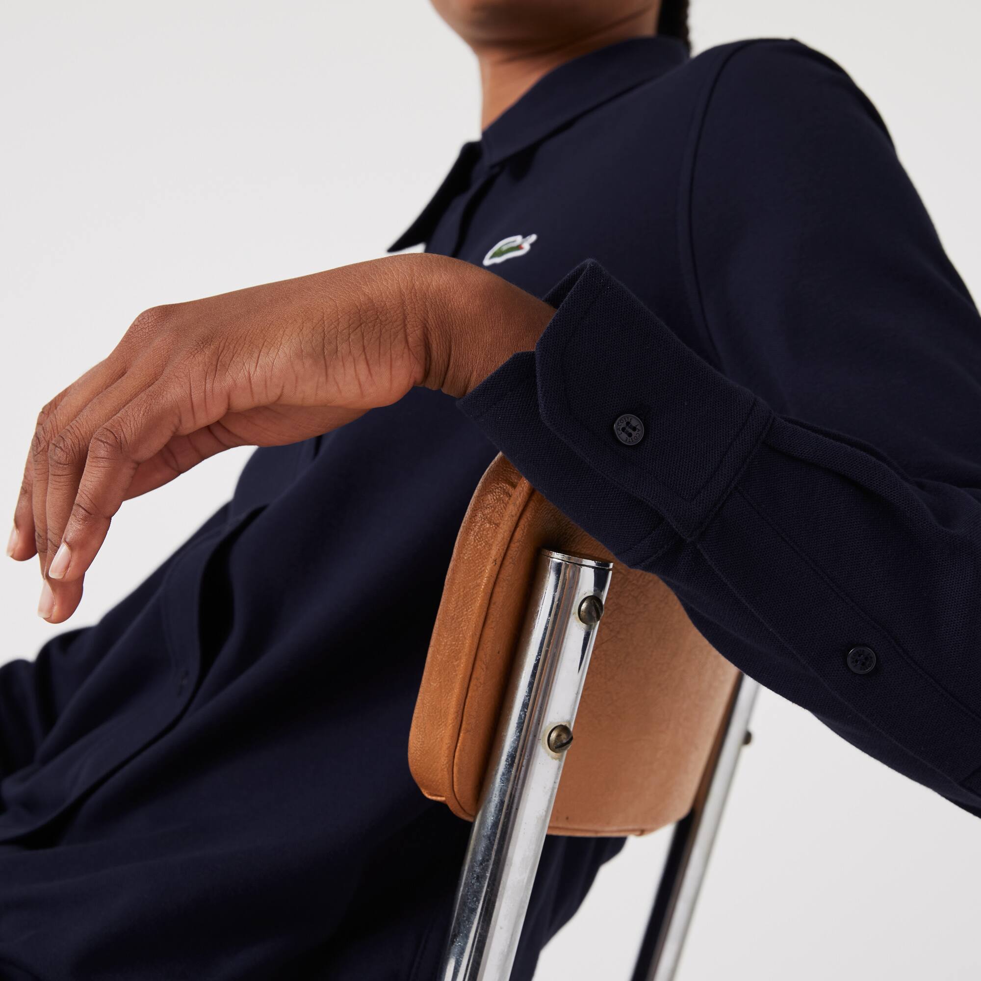Chemise femme à col français Lacoste en piqué de coton Chemises & Hauts - Bleu - Lacoste - Femme