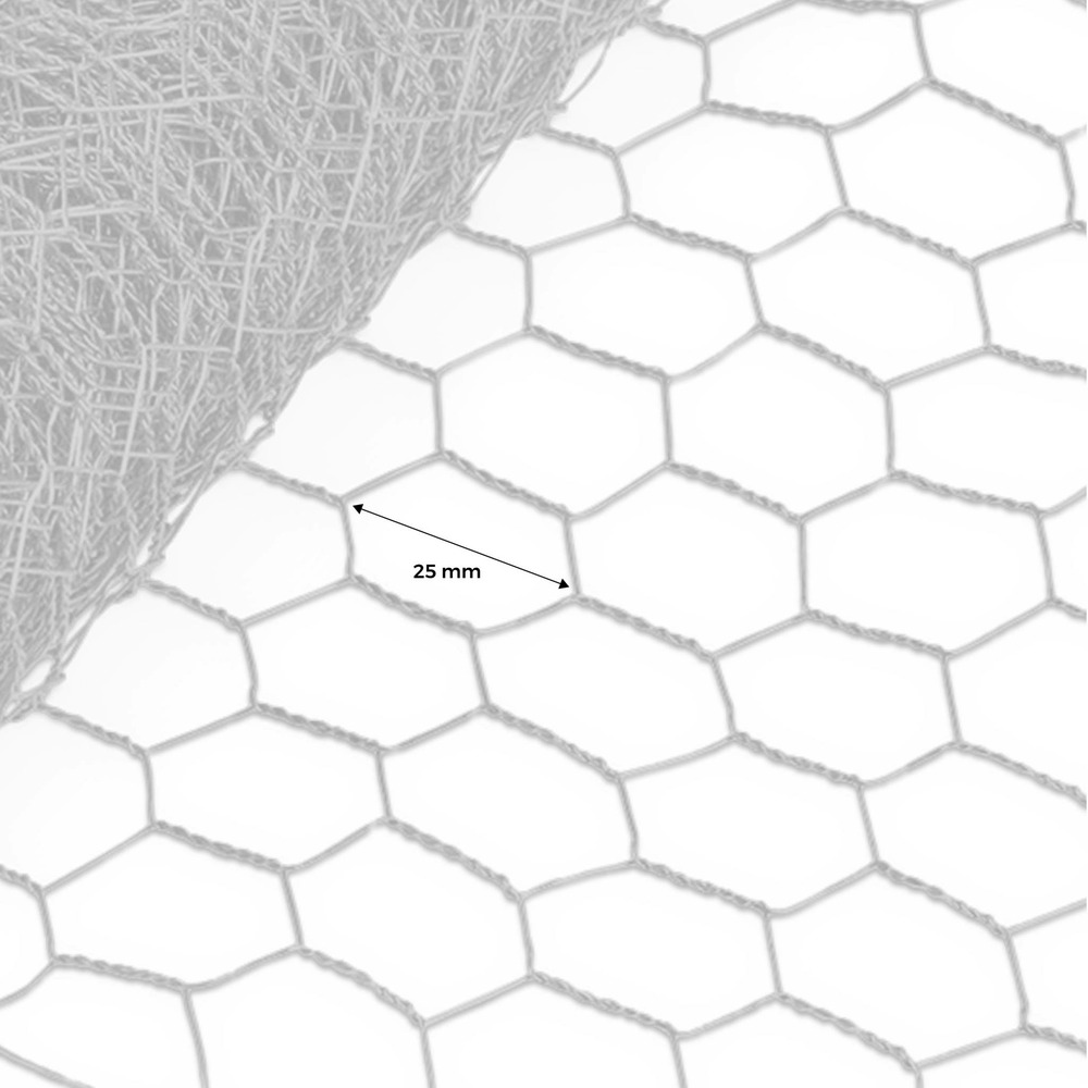 Grillage à poule 1x25m (lot de 2). Triple torsion. Acier et pvc
