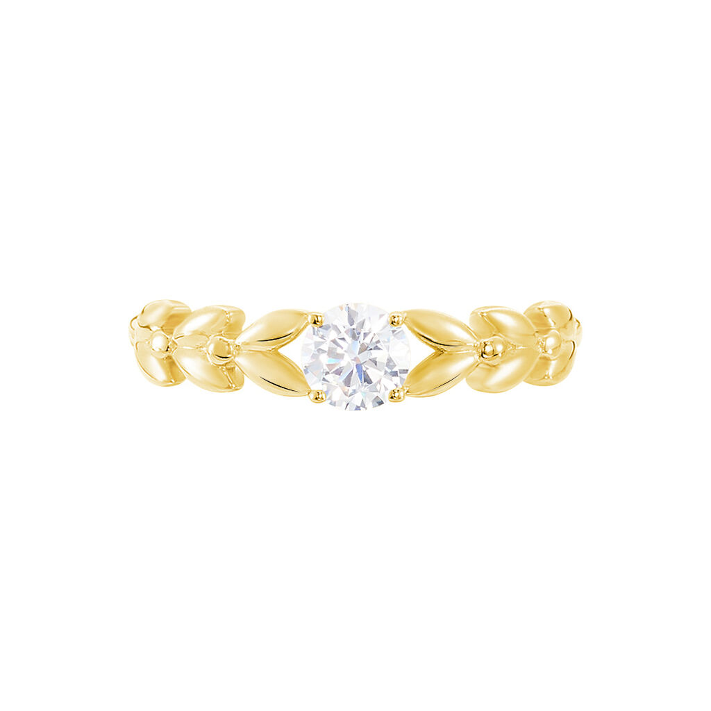 Bague Solitaire Alexine Or Jaune Oxyde De Zirconium