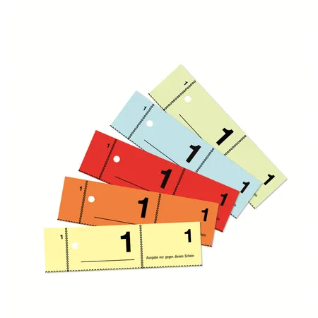 Avery Zweckform 867 Garderobennummern, 5-farbig, A6, 1-500 Abschnitte pro Buch, 2 Bücher pro Farbe