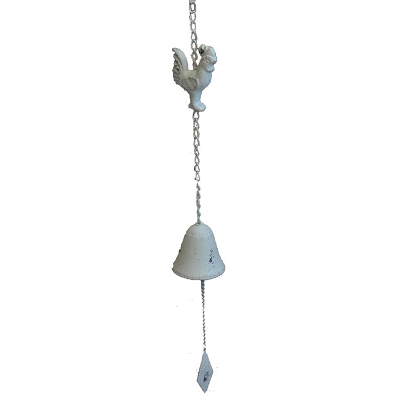 Clochette coq fer blanc 10x65cm