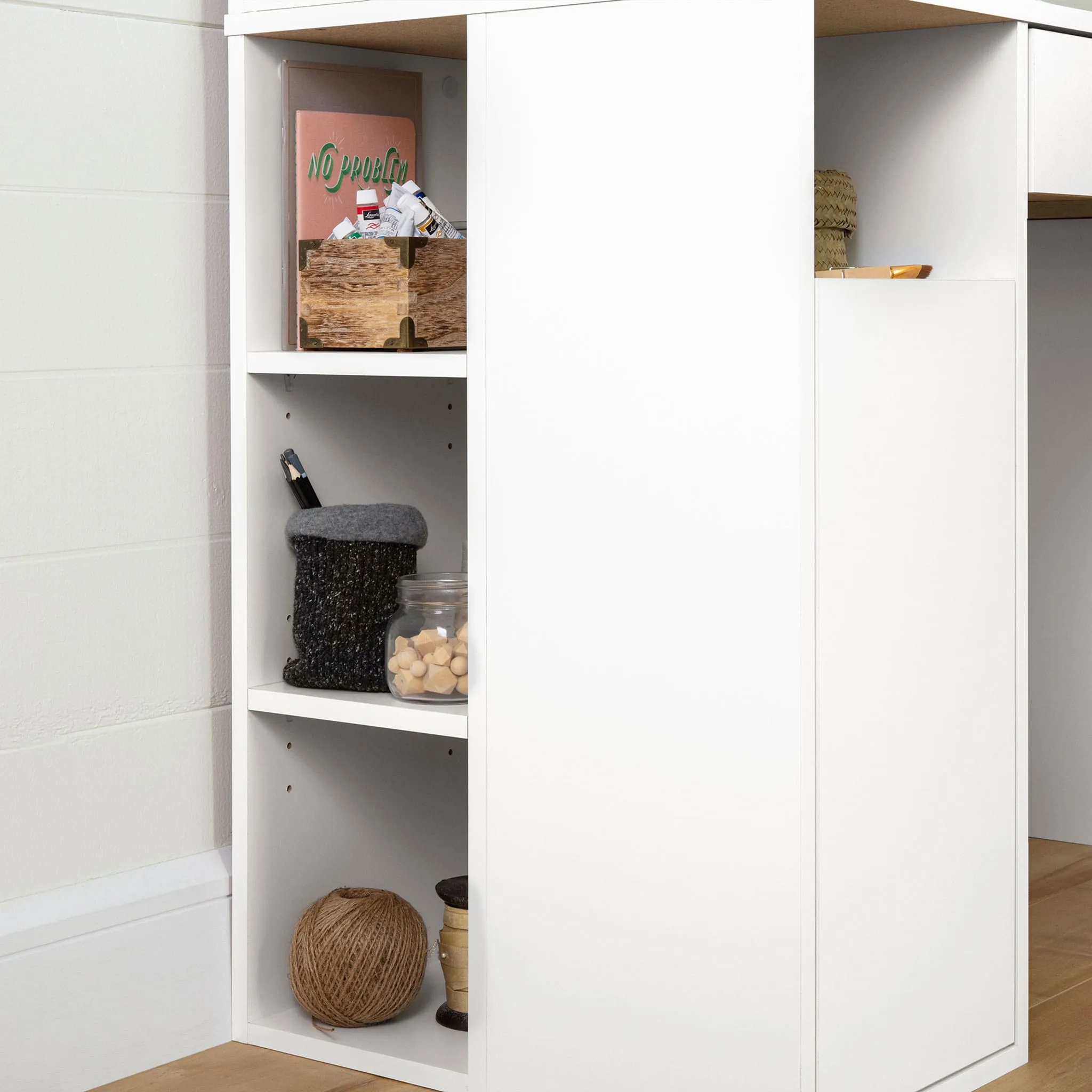 South Shore Table de Bricolage avec Huche - Crea Blanc solide