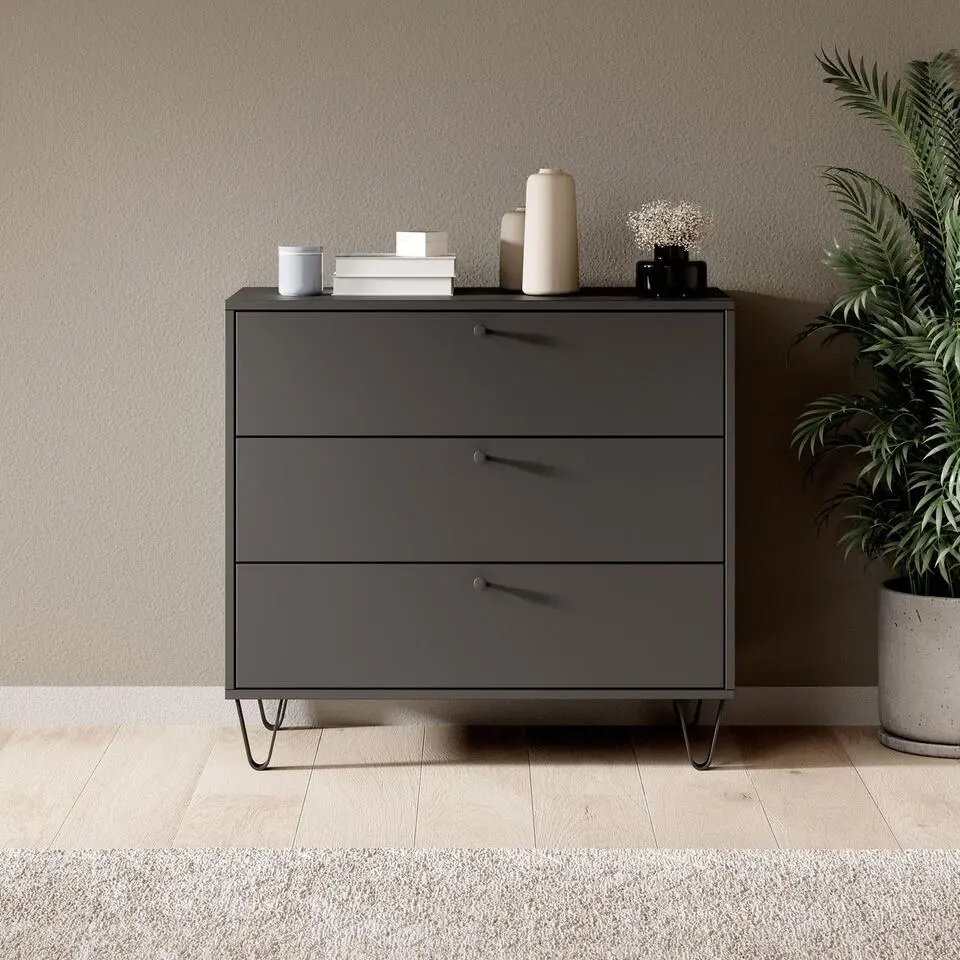 Meubella - Ladekast Apula - Antraciet - 84 cm