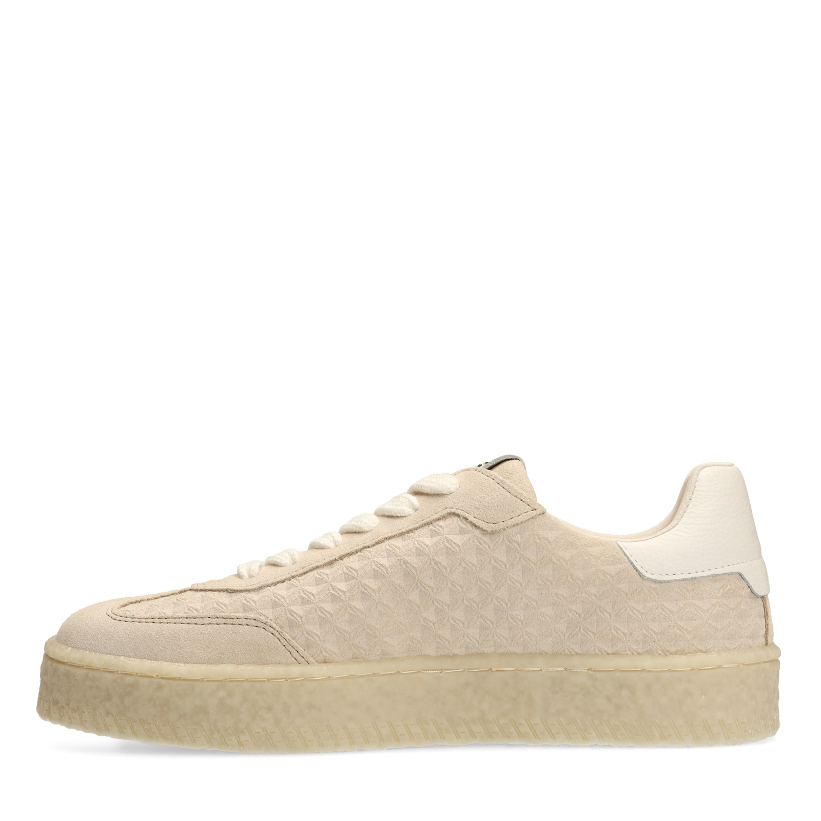 Off white leren sneakers met suède details