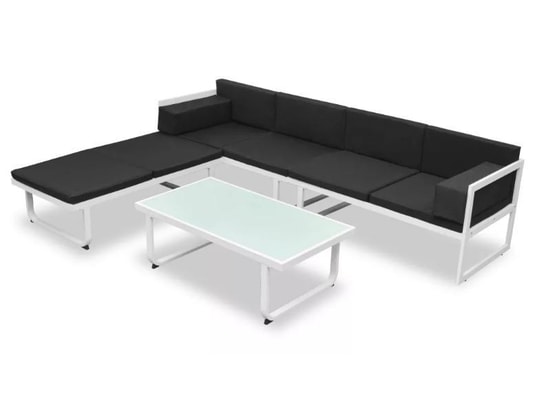 LES TENDANCES - Salon extérieur Salon de jardin-noir-6 places-254x193x60-122906