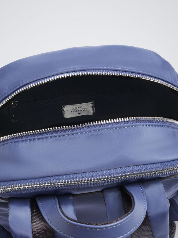 Mochila de nylon com coração - Azul