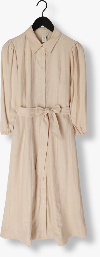 Y.A.S. beige y.a.s. midi jurk yasflaxy 3/4 linen shirt dress