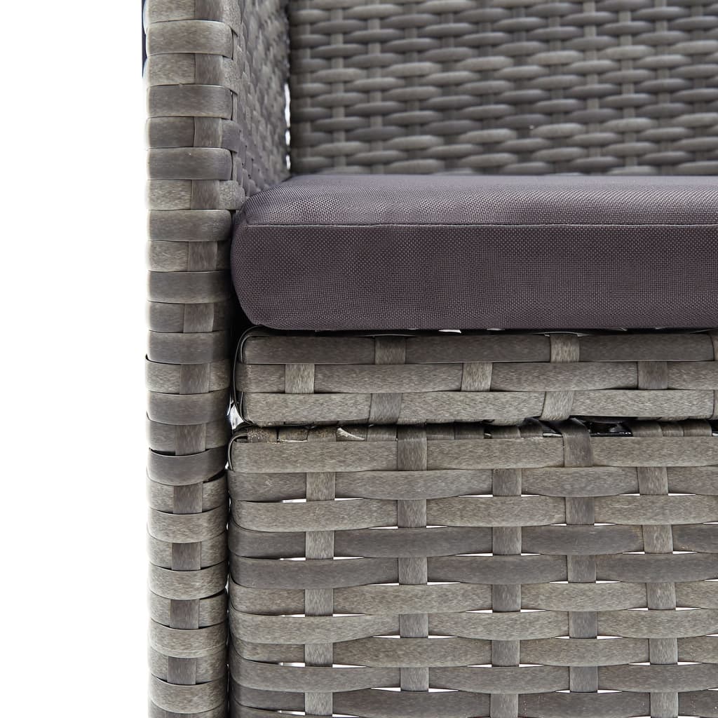 Mobilier de salle à manger de jardin coussins 7 pièces gris et noir