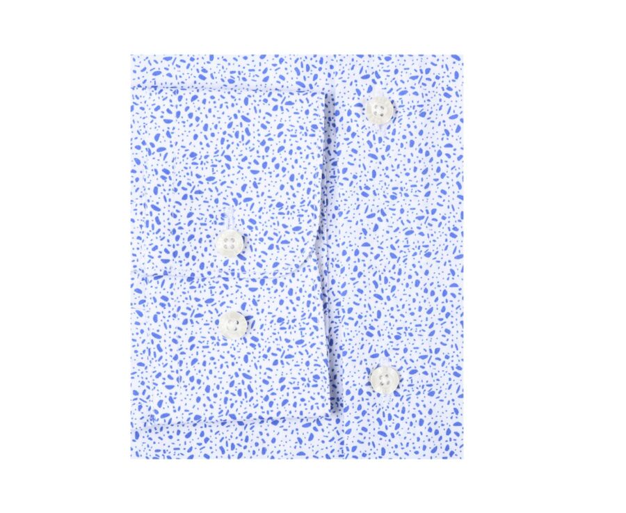 Chemise coton imprimée blanche tâchetée bleu - SIDOINE