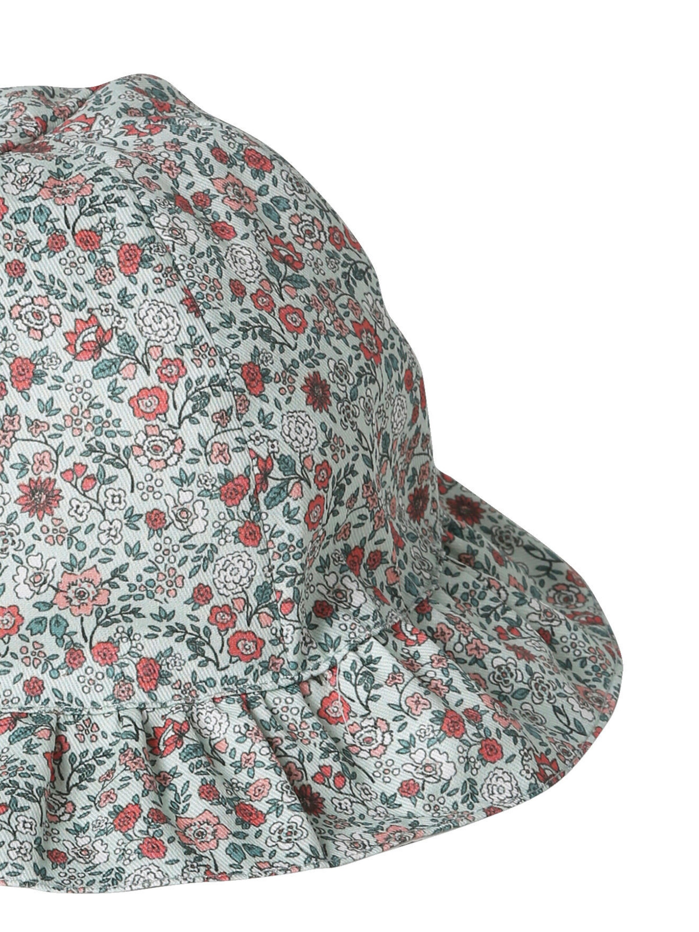 Vertbaudet Mädchen Baby Sonnenhut mit Blumenmuster salbeigrün