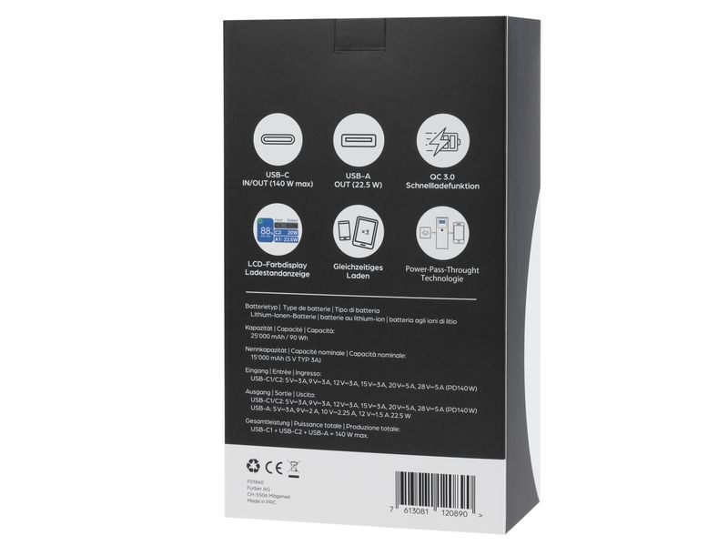 onit Powerbank Pro Block 25000 mAh PD Leistungsstarke Powerbank in kompaktem Design mit drei Ladeanschlüssen