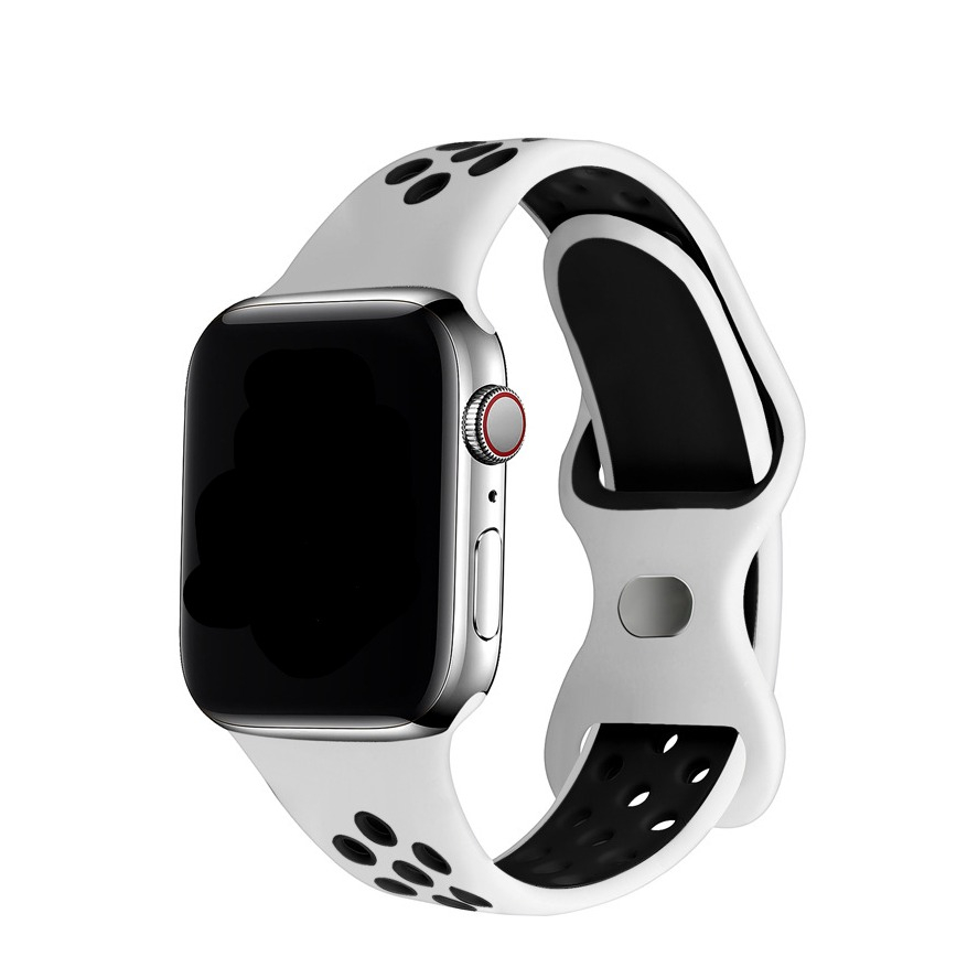 Apple Watch (49/46/45/44 mm) Silikon Sport Armband Dual Color (Gelenkumfang: 170-210mm) - Weiss / Schwarz