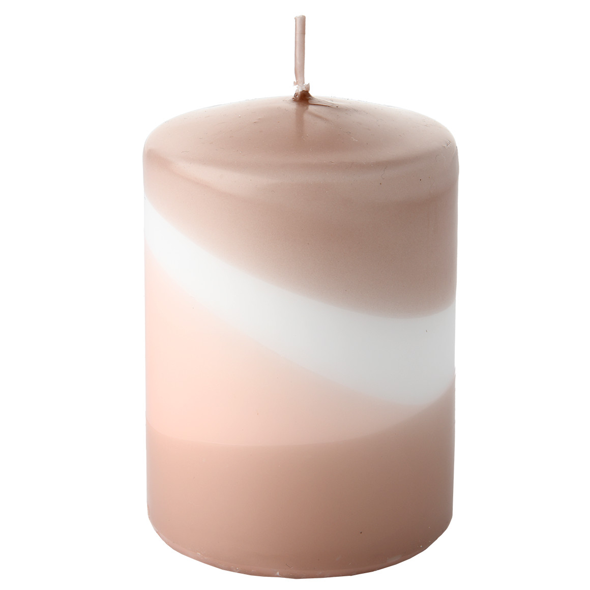 Kerze mit Farbverlauf taupe / zartrosa / weiss