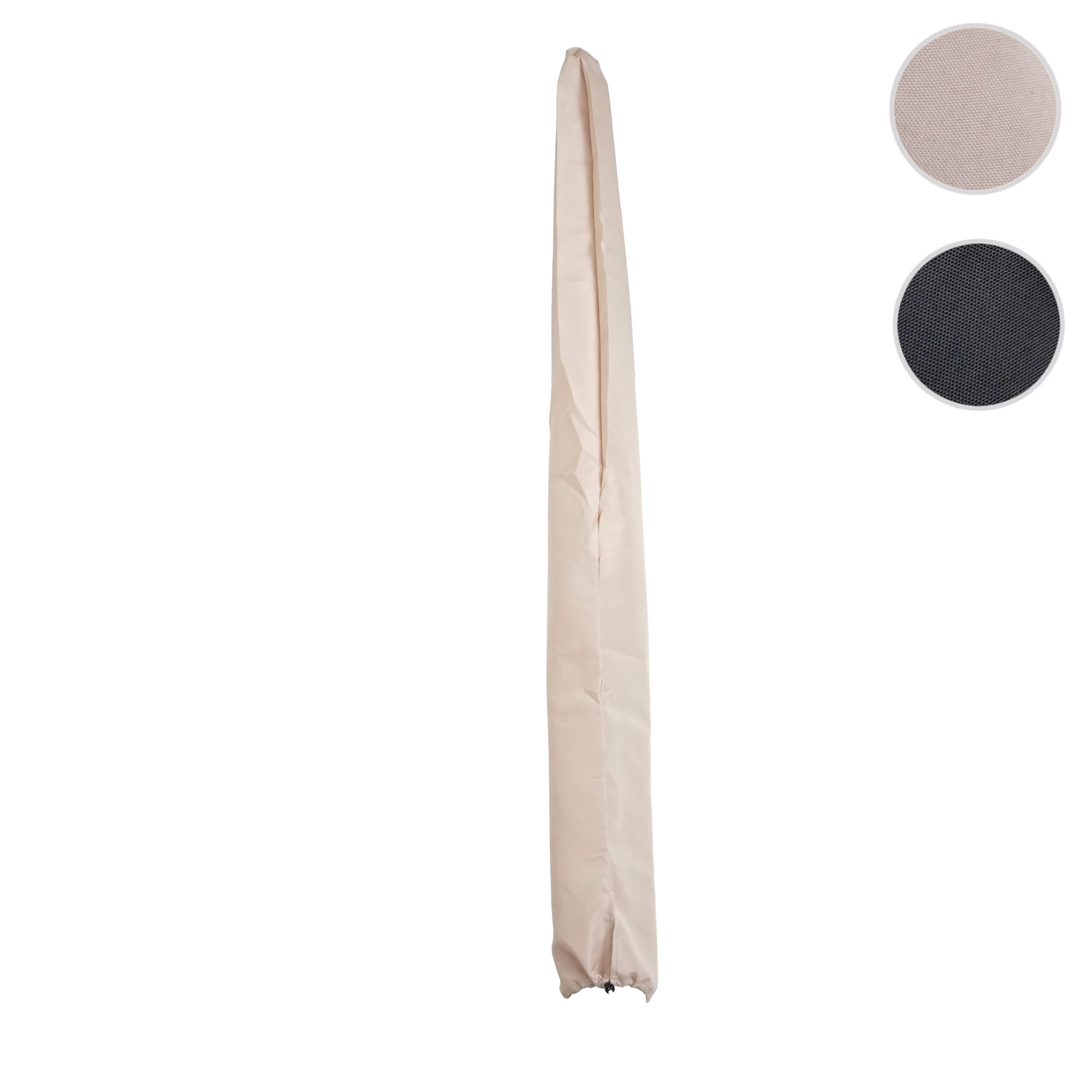 Schutzhülle für Holz-Sonnenschirm Lissabon 3m, Abdeckhülle Cover mit Kordelzug ~ creme