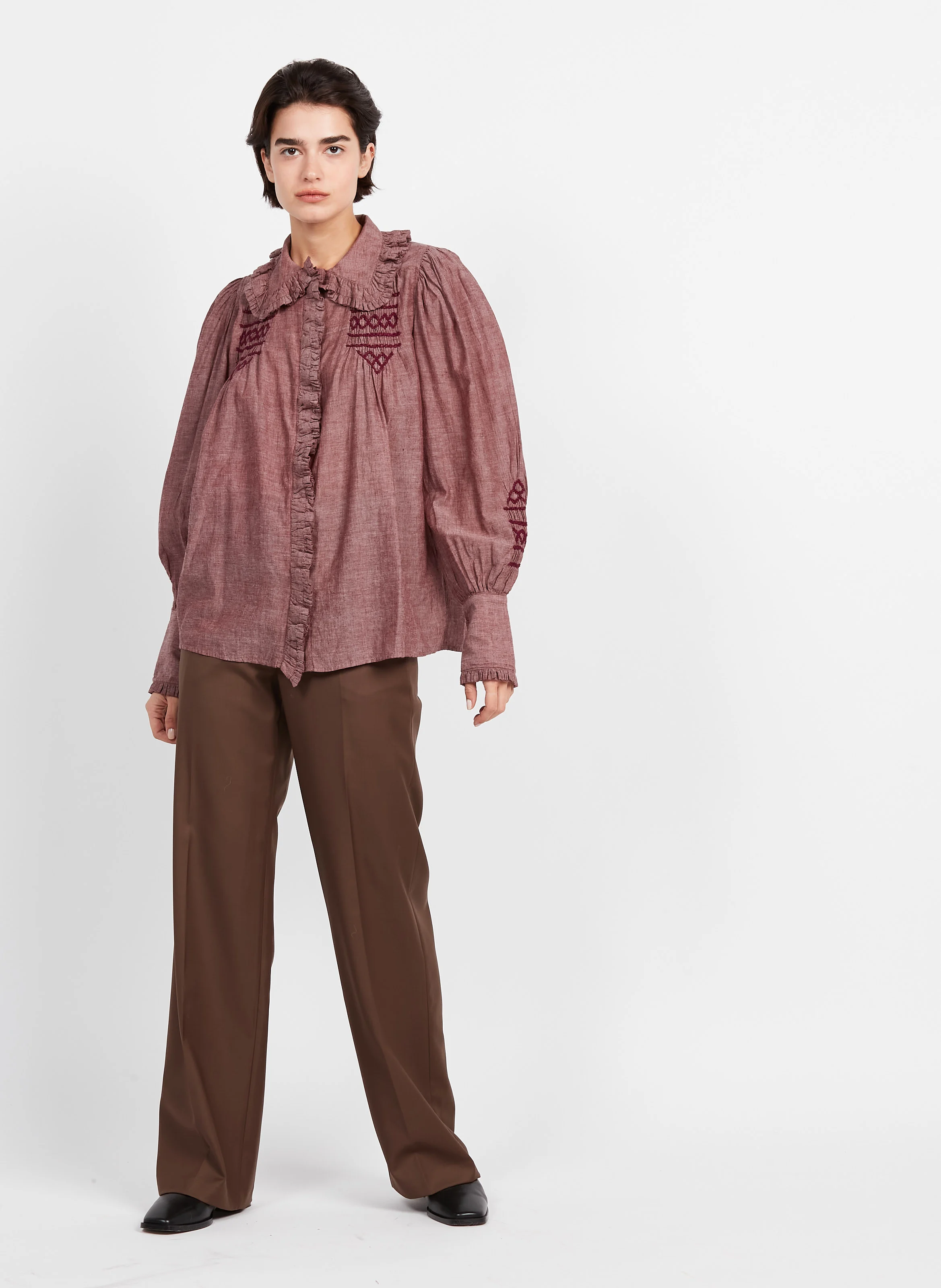 DREW - Pantalon en gabardine de laine | Marron