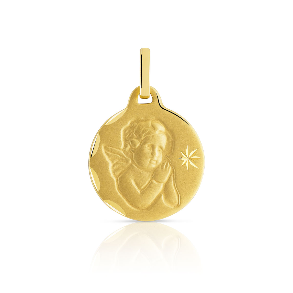 Médaille or 375 jaune ange et étoile diamantée