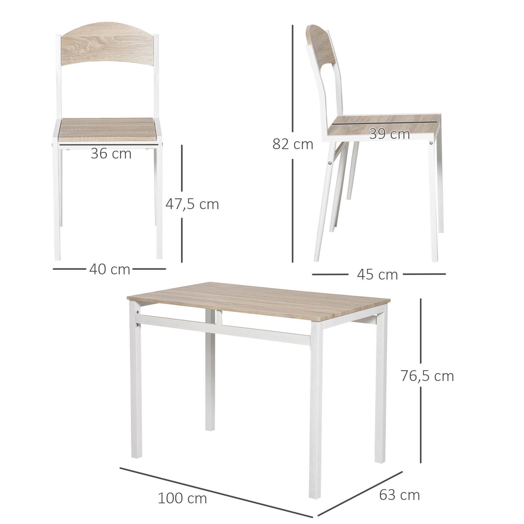 HOMCOM Sitzgruppe als 5-teiliges Set natur, weiß
