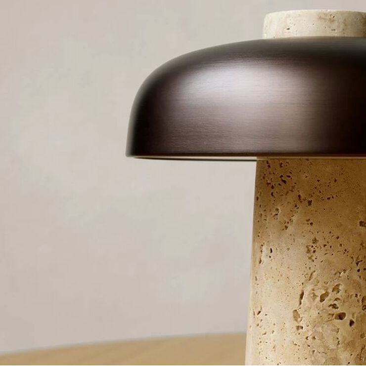 Audo Copenhagen Reverse, Table Lamp, Travertine, Br Sort & beige