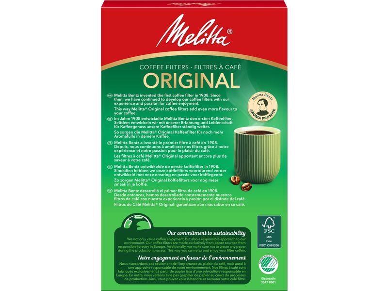 Melitta Filtertüte Original 1 x 4, 80 Stück Einweg-Kaffeefilter