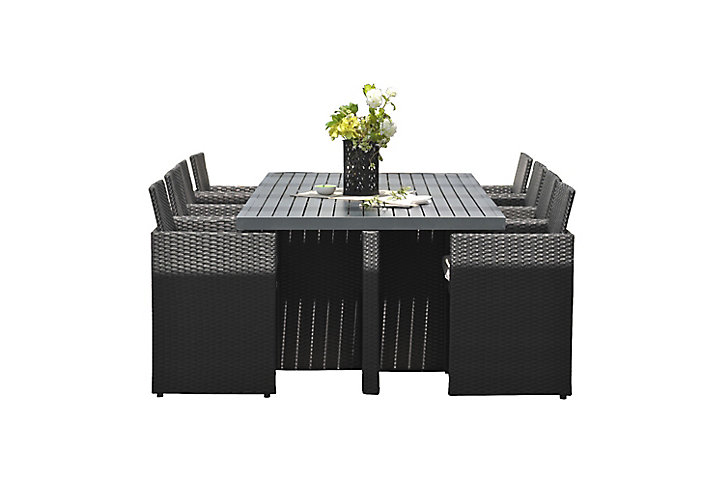 Salon de jardin PVC-8-ALU-N - Table + 8 fauteuils DCB Garden