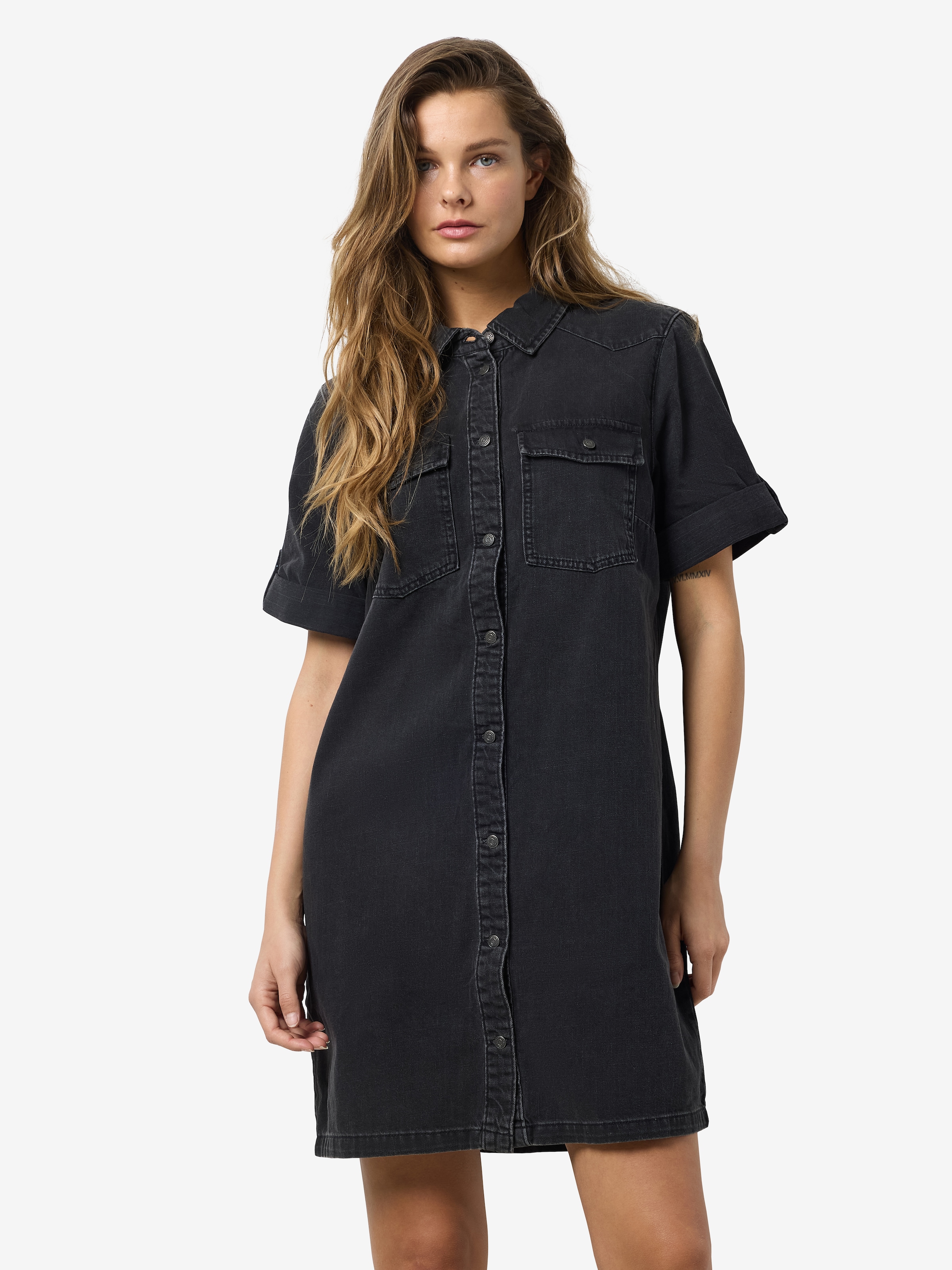 Noisy may Jeanskleid »NMNEW SIGNE S/S DENIM DRESS WG001BL NOOS« Brusttaschen