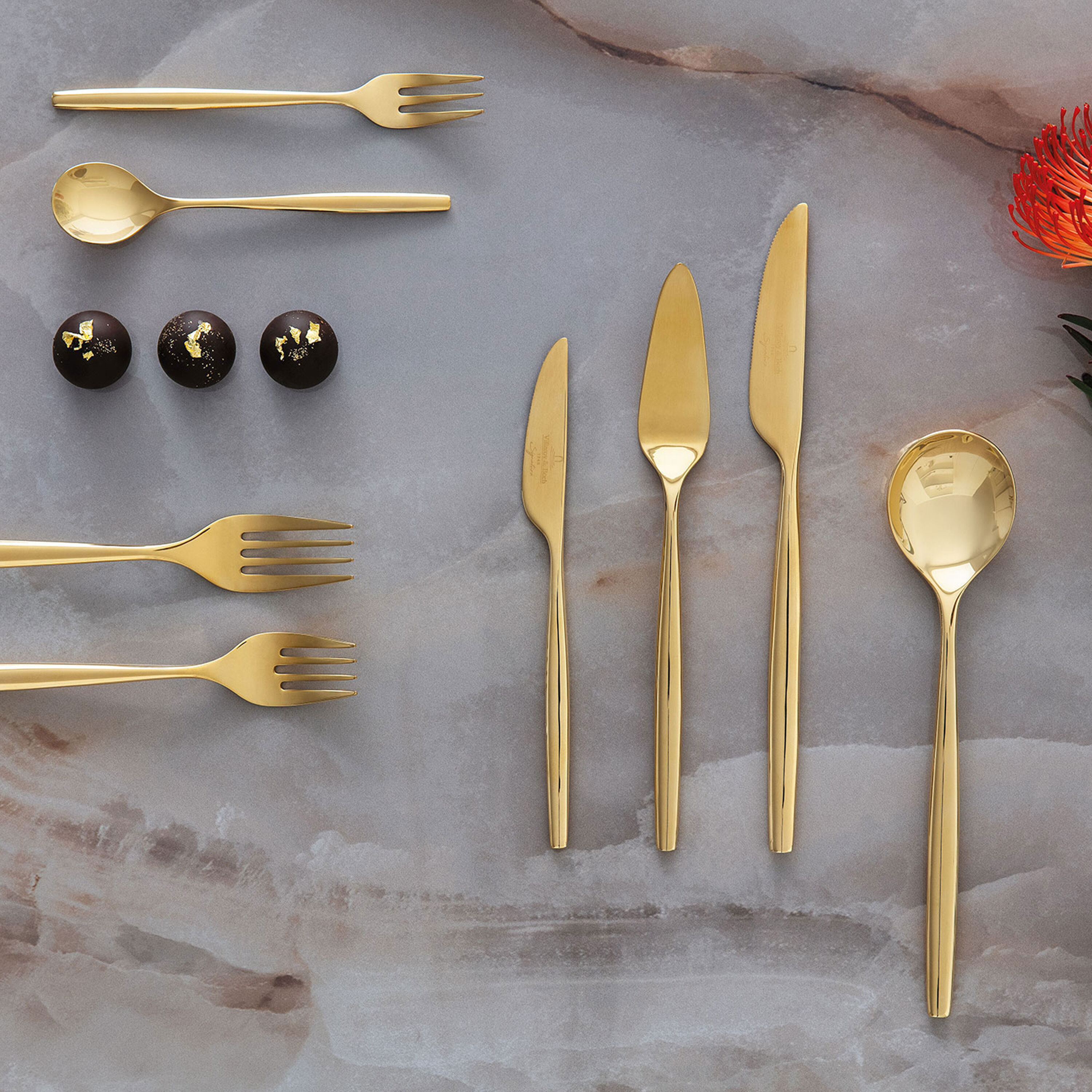 MetroChic 5-piece flatware set Gold, stainless steel gold-plated