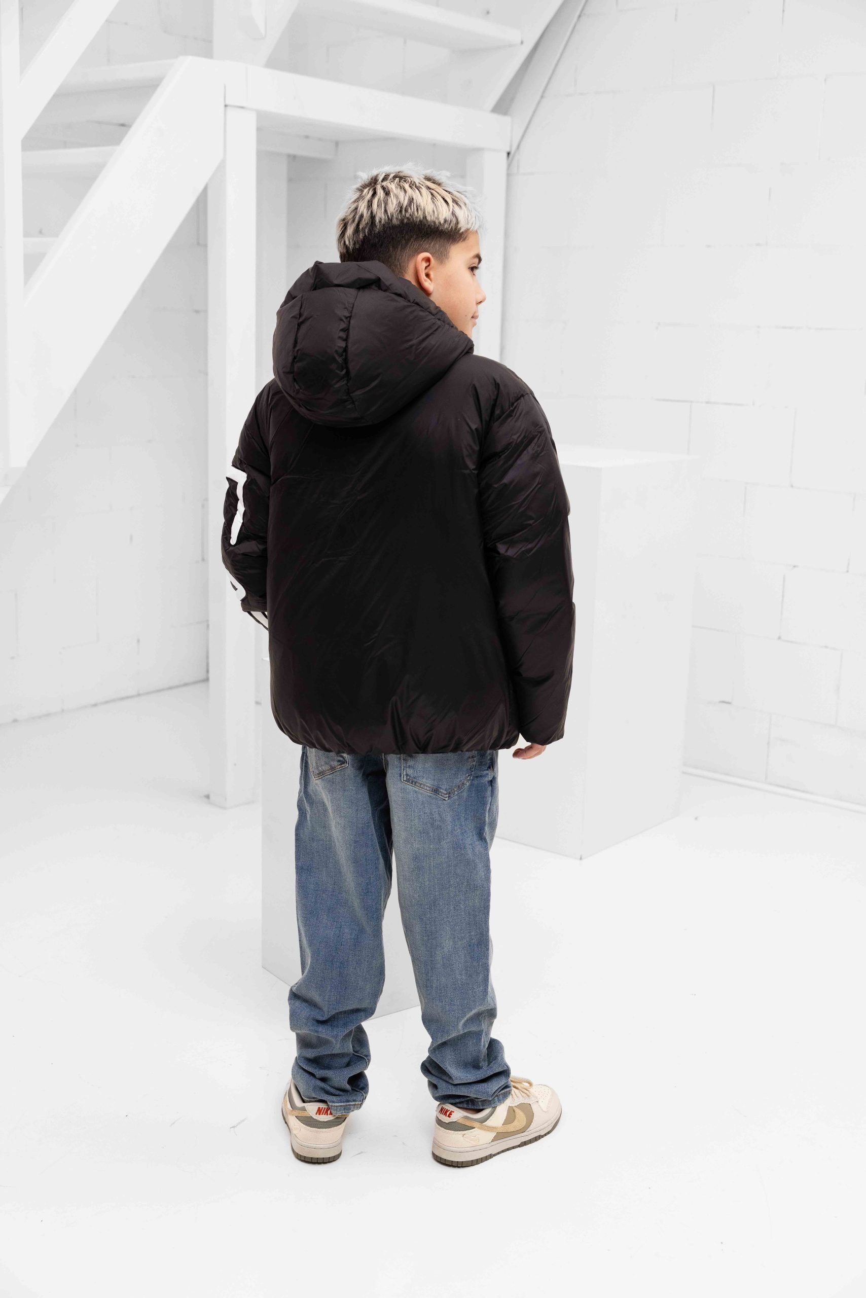 EA7 Emporio Armani Polar Logo Winterjas Kids Zwart