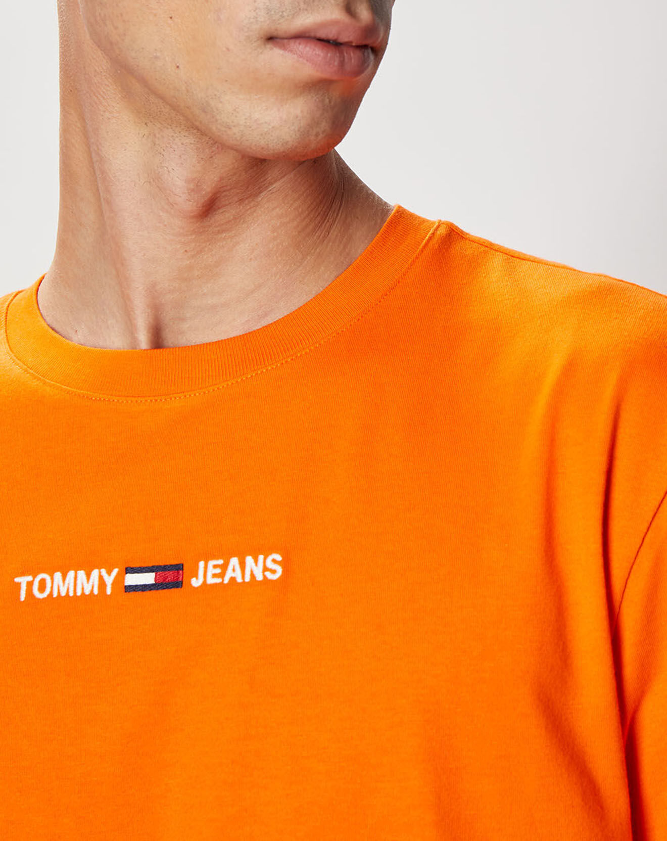 Tommy Jeans T-Shirt 100% Coton Bio Linear Logo orange