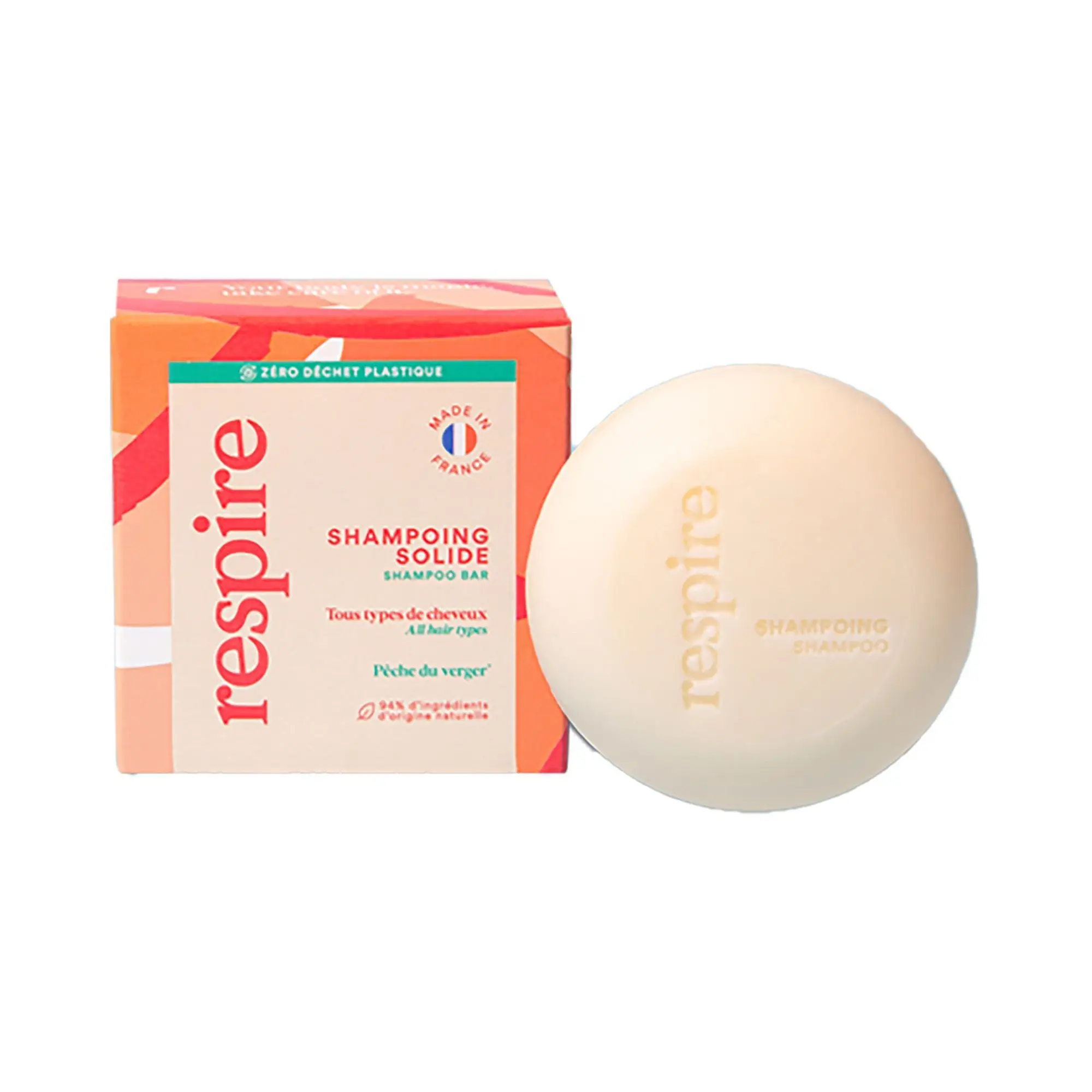Respire - Shampoing solide pêche du verger haircare- Shampoing