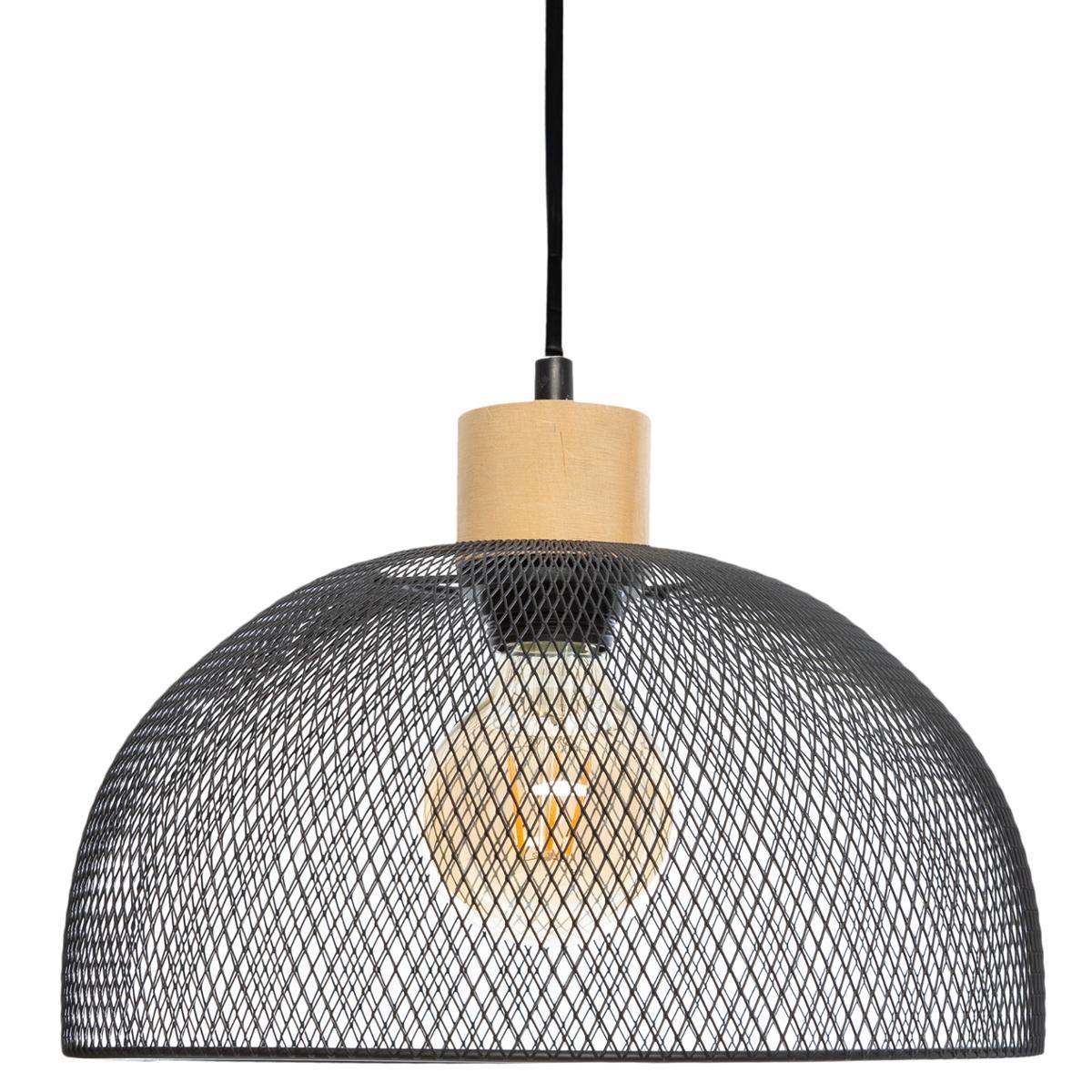 SUSPENSION METAL BOIS SAM NOIR D.30CM