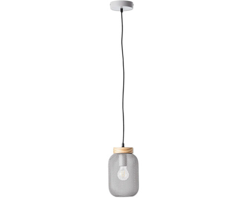 Hanglamp, 1-lichts, HxØ 112x16 cm, lichtgrijs hout